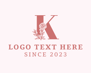 Pink - Elegant Flower Letter K logo design