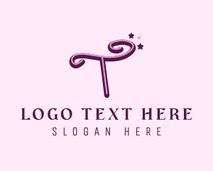 Pink Star - Fairy Star Letter T logo design