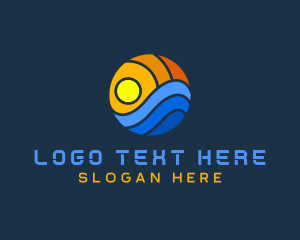 Island - Ocean Wave Sphere logo design