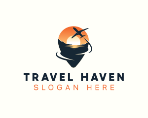 Tourist - Airplane Tourist Pin logo design
