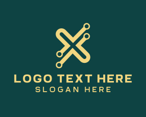 Online - Yellow Letter X Tech logo design