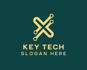 Yellow Letter X Tech logo design