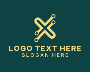 It - Yellow Letter X Tech logo design