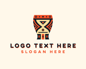 Talking Drum - Tribal African Djembe logo design
