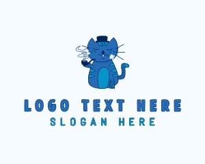 Kitten - Smoking Cat Cartoon logo design