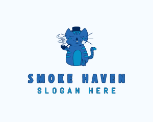 Smoking Cat Cartoon logo design