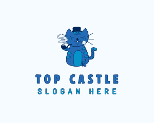 Smoking Cat Cartoon logo design