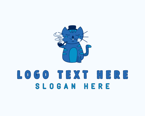 Hat - Smoking Cat Cartoon logo design