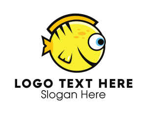 Aquarium - Round Yellow Fish logo design
