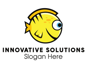 Round Yellow Fish logo design