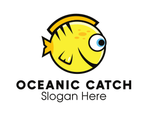 Fish - Round Yellow Fish logo design