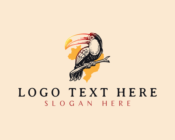 Map - Brazil Toucan Bird logo design