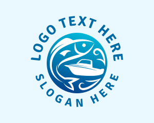 Fishing Vessel - Aqua Boat Fish logo design