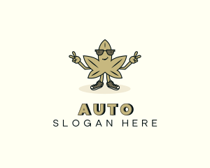 Peace Sign - Cartoon Marijuana Leaf logo design