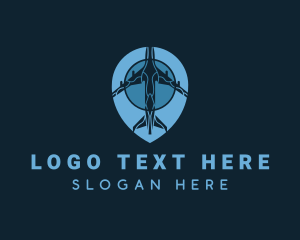 Navigation - Location Pin Plane Transport logo design