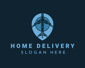 Location Pin Plane Transport logo design