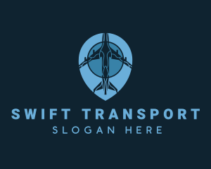 Location Pin Plane Transport logo design