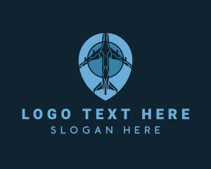 Travel - Location Pin Plane Transport logo design