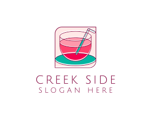 Pink Juice Drink logo design