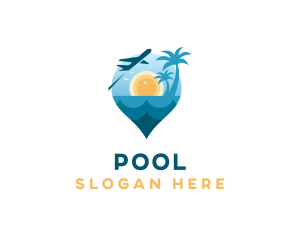 Summer Beach Travel Location Logo