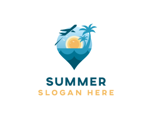 Summer Beach Travel Location logo design