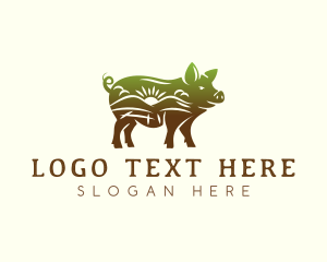 Meat - Pig Farm Field logo design