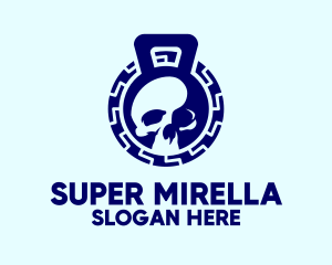 Blue Kettlebell Skull  Logo