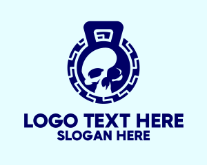 Blue Kettlebell Skull  Logo