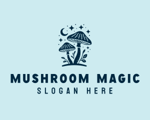 Mushroom - Mushroom Moon Stars logo design