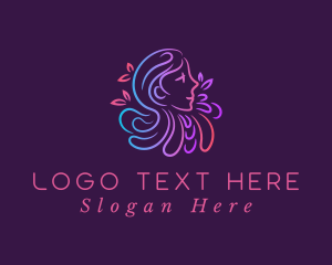 Purple - Gradient Woman Beauty logo design