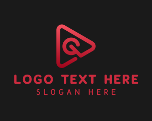 Online - Red Play Button Letter Q logo design