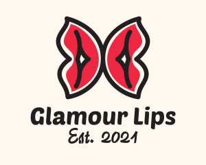 Red Butterfly Lips logo design