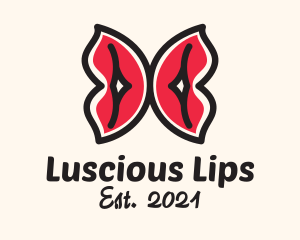 Lips - Red Butterfly Lips logo design