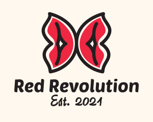 Red Butterfly Lips logo design