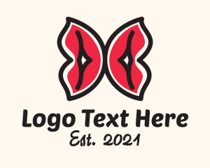 Butterfly - Red Butterfly Lips logo design