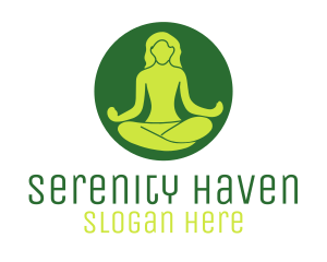 Peaceful - Woman Yoga Meditation logo design