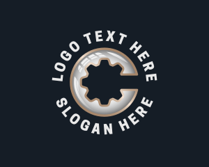 Fabrication - Industrial Cogwheel Gear Letter C logo design