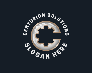 Industrial Cogwheel Gear Letter C logo design