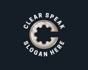 Industrial Cogwheel Gear Letter C logo design