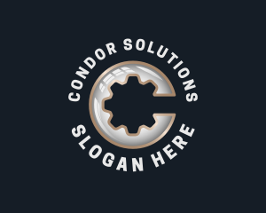 Industrial Cogwheel Gear Letter C logo design