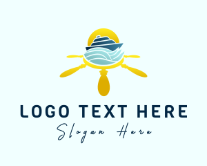 Trip - Yacht Steering Wheel Sunset logo design