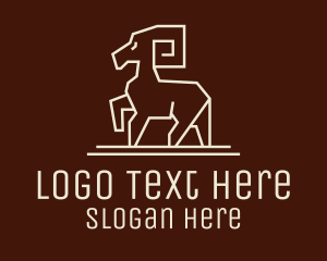 Brown And White - Goat Ram Animal logo design