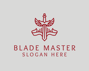 Winged Royal Sword  logo design