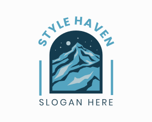 Skiing - Starry Blue Mountain logo design