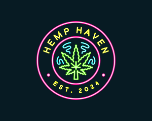 Hemp - Marijuana Neon Cannabis logo design