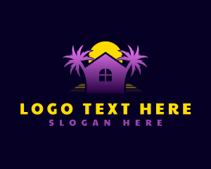 Seaside - Palm Tree House logo design