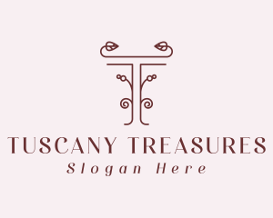 Luxury Vine Letter T logo design