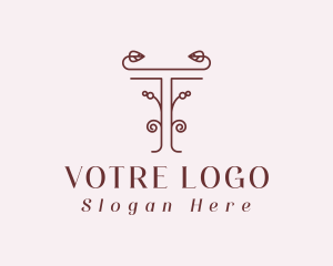 Red - Luxury Vine Letter T logo design