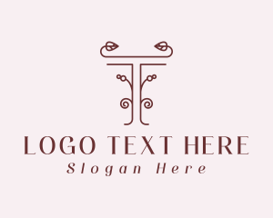 Red - Luxury Vine Letter T logo design