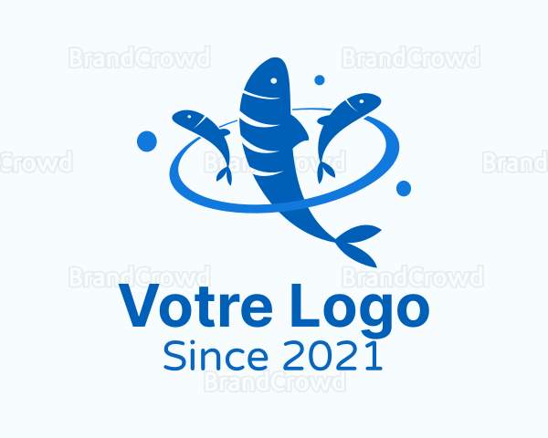 Blue Fish Sardine Logo